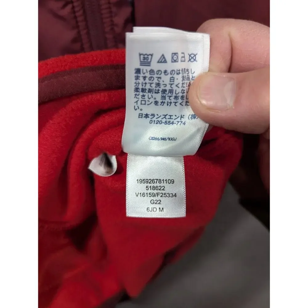 Lands End Fleece Vest Mens Medium 38-40 Full Zip Layer Pockets Maroon Red Hiking